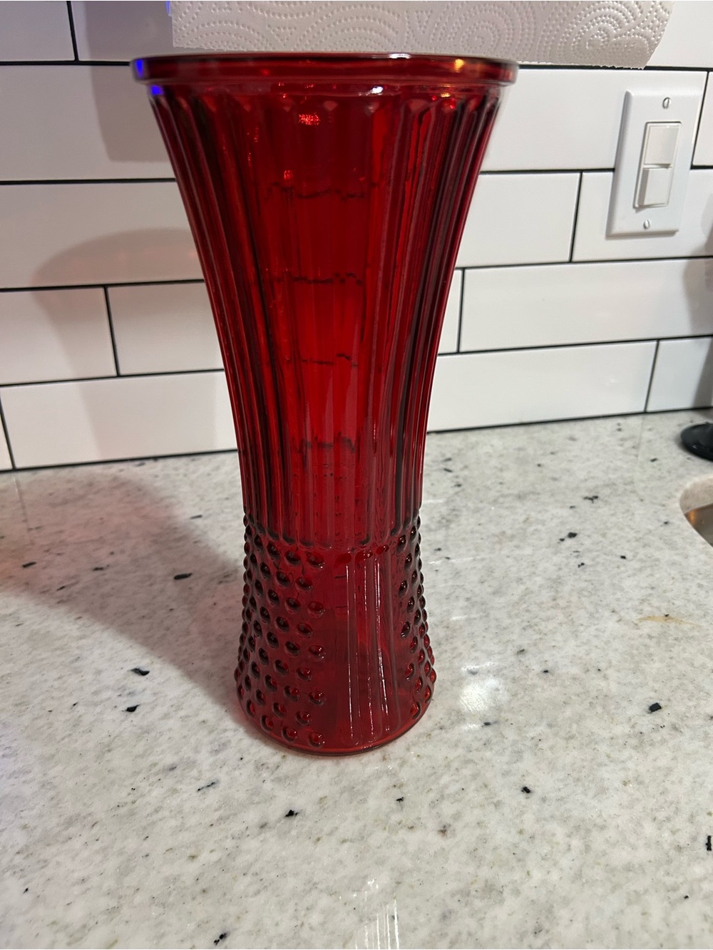 Ruby Red Textured Glass Vase - Home Accents